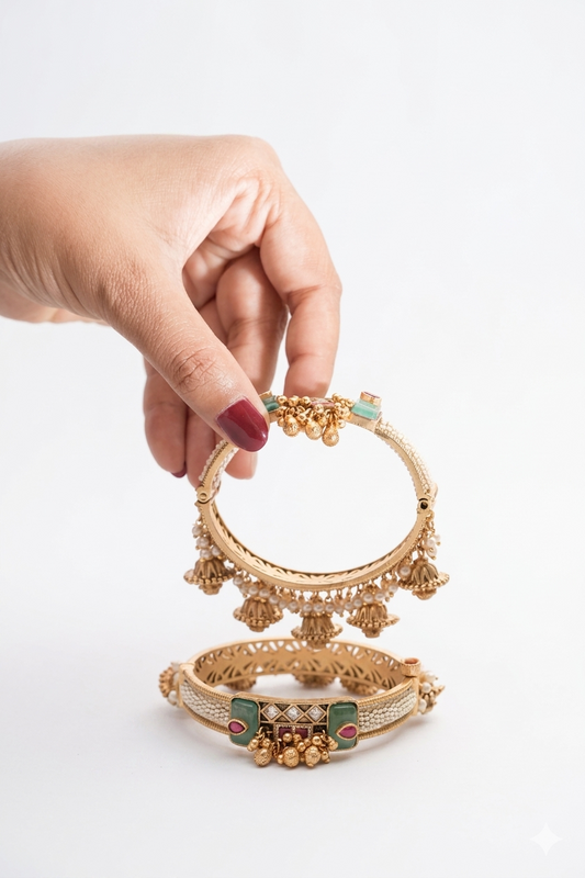 Emerald Pearl Bangle Set