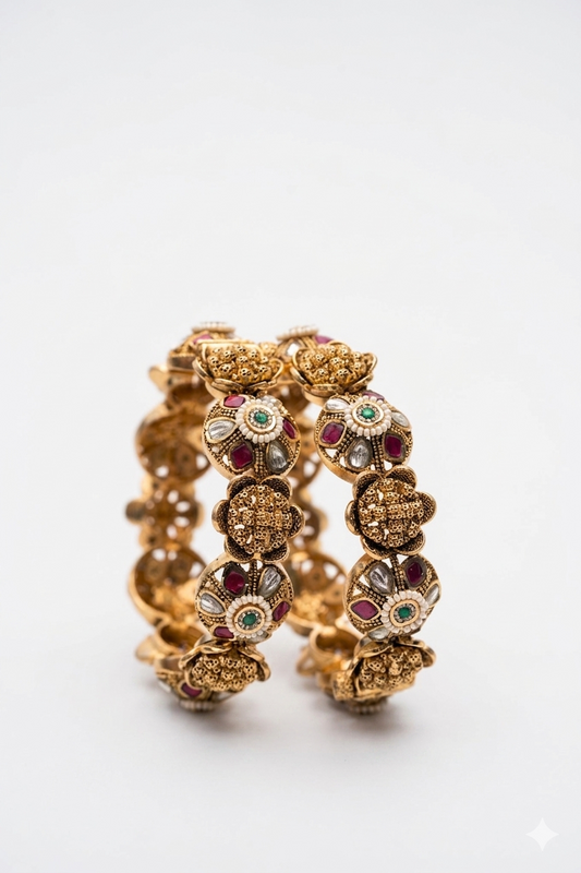 Floral Gold Bangles