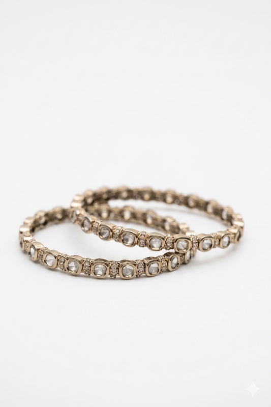 Silver Crystal Bangles