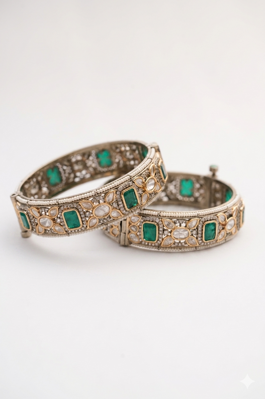 Emerald Kundan Bangles