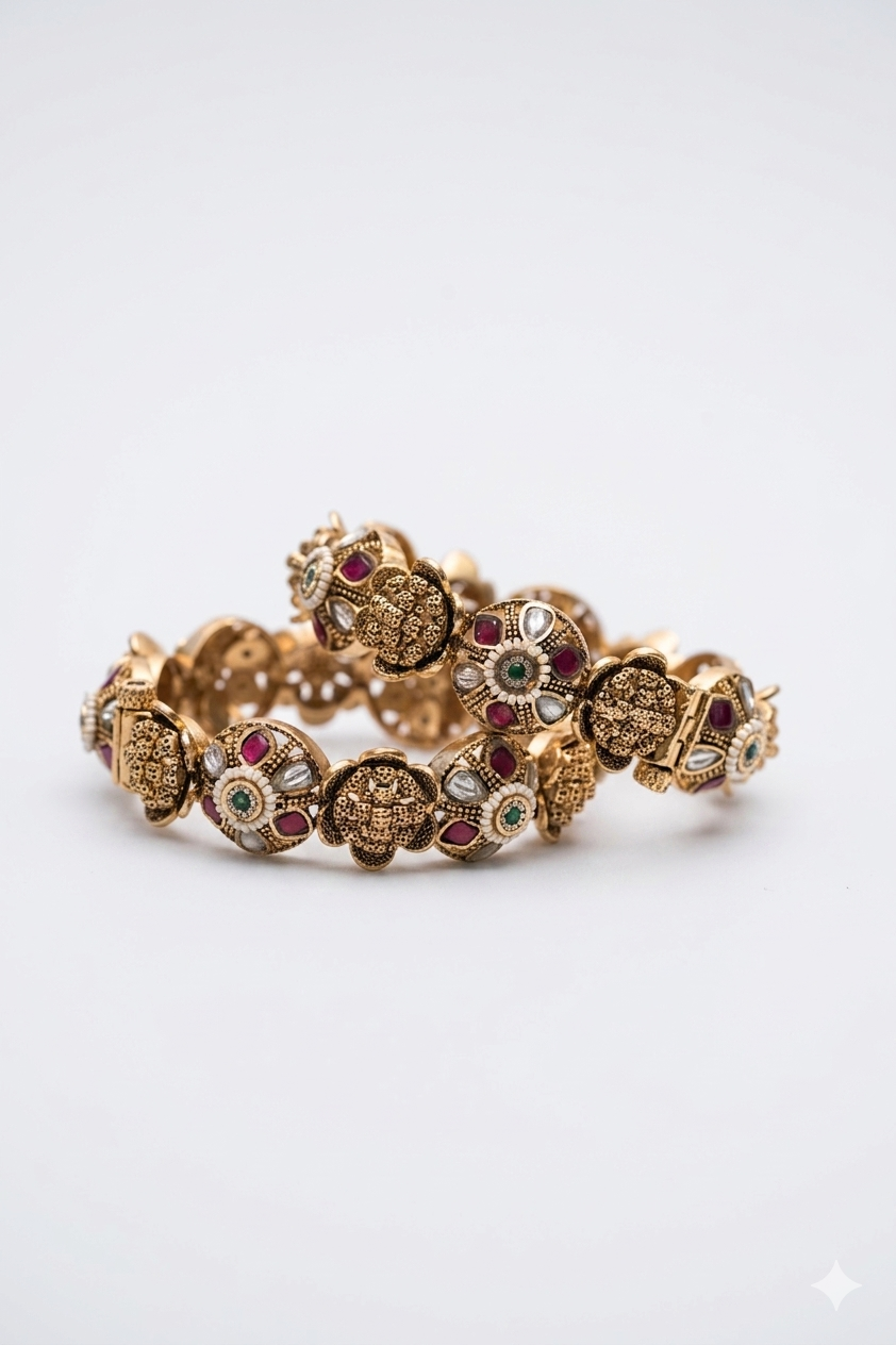 Floral Gold Bangles