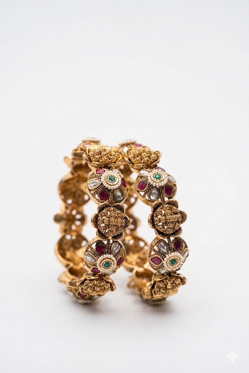Floral Gold Bangles