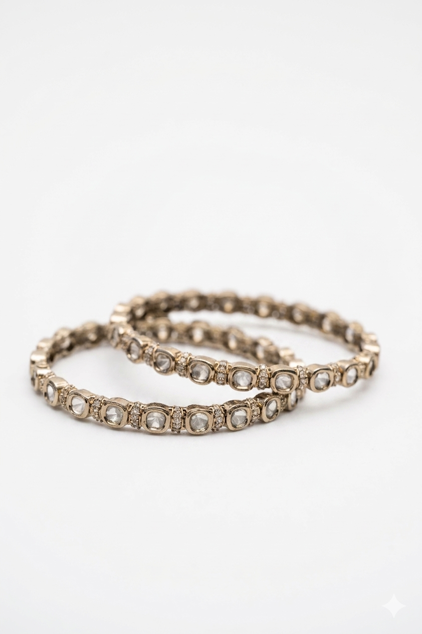 Silver Crystal Bangles