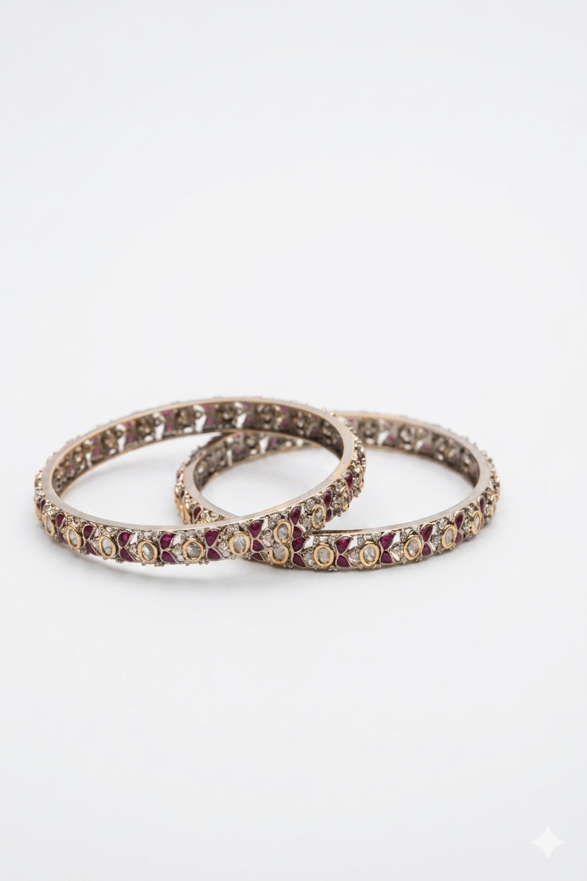 Silver Crystal Bangles